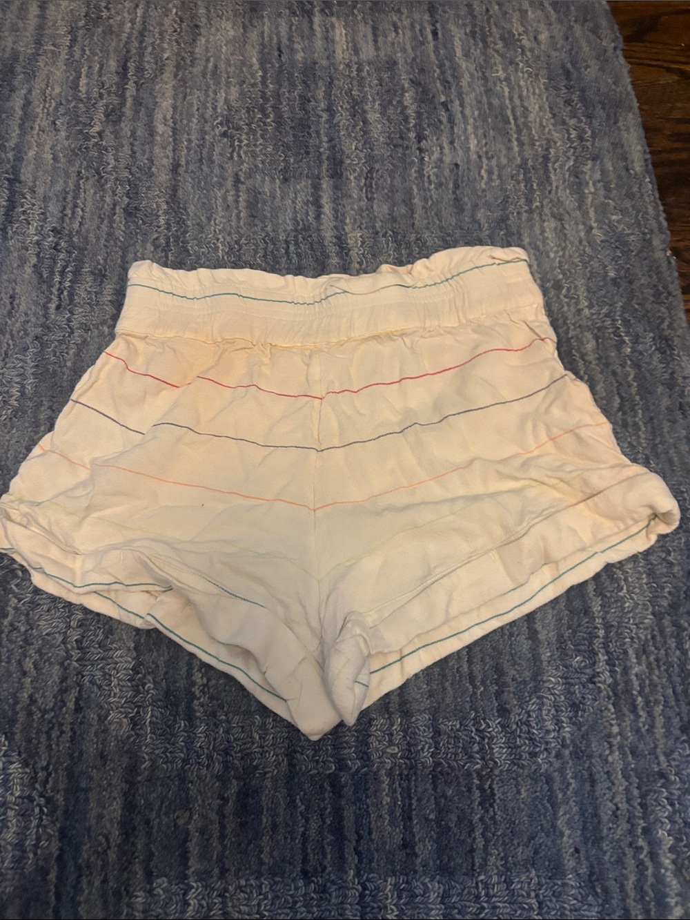 O'Neill White Cotton Athletic Shorts with Subtle Rainbow Stripes